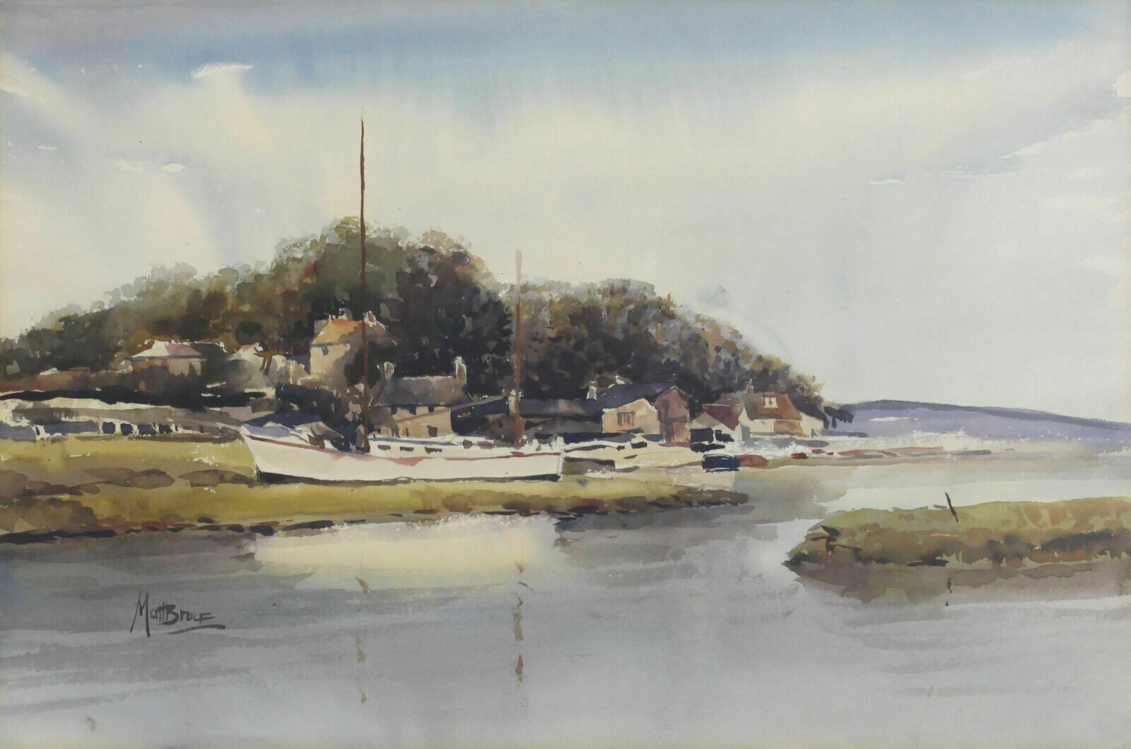 Watercolour By Matt Bruce. Titled "Piddinghoe, Sussex" photo furniture