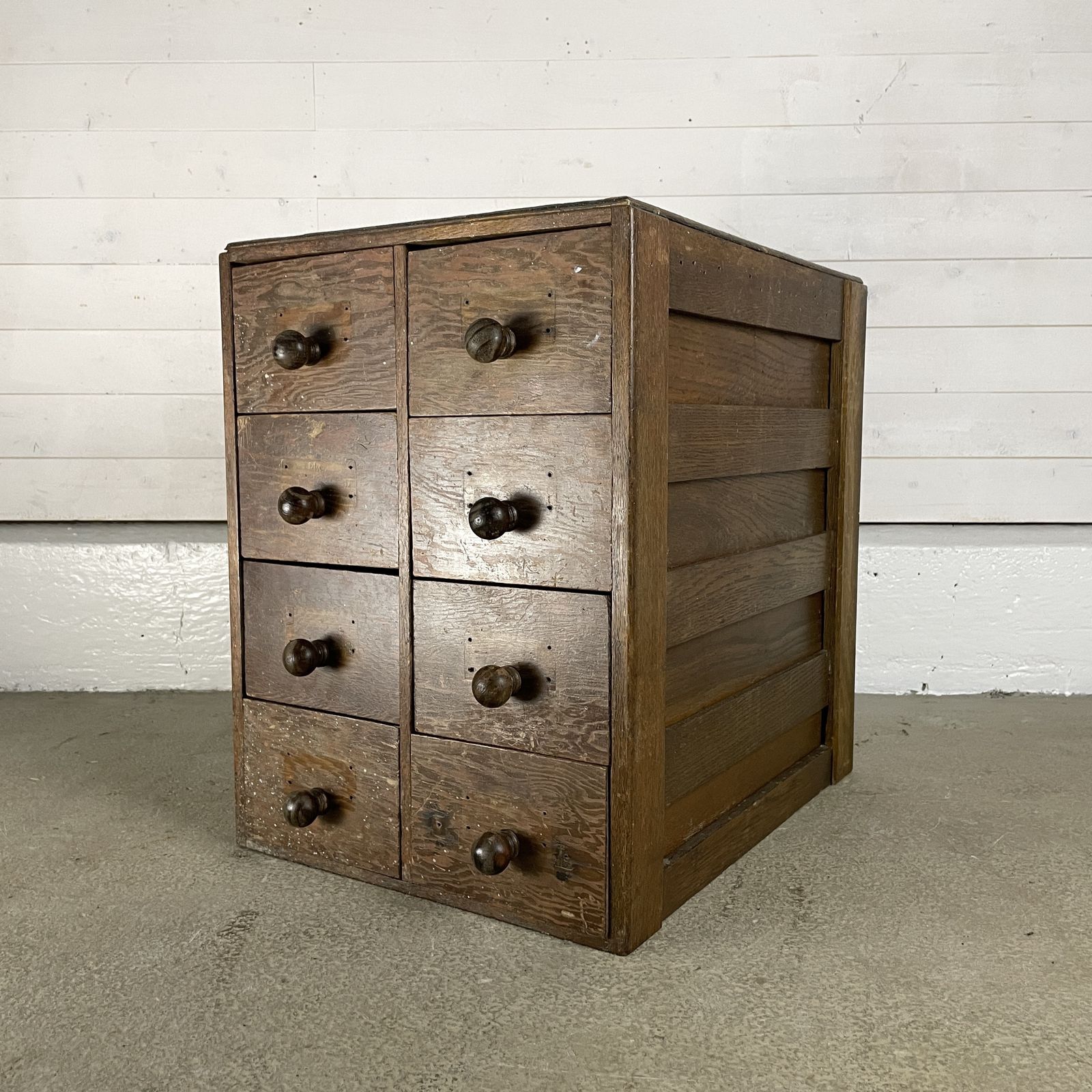 Vintage Oak And Ply Index Drawers Unit