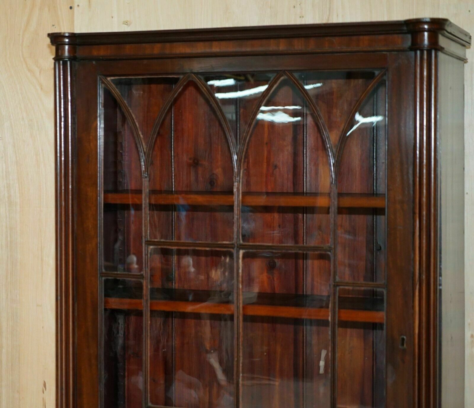 Early Victorian Gothic Revival Astral Glazed Library Bookcase With Steeple Glass photo 2950.0