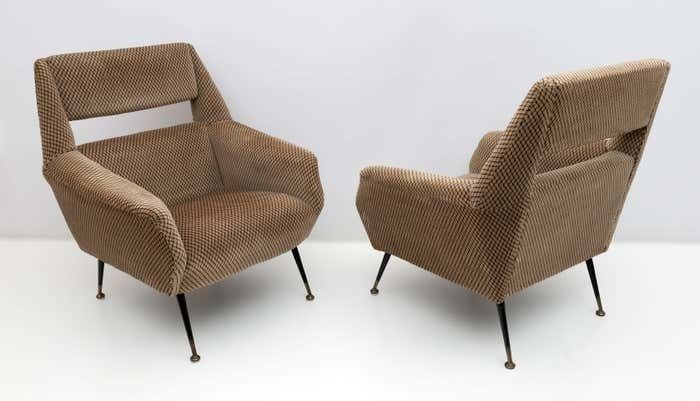 photo furniture Coppia Di Poltrone Moderne Di Metà Secolo Gigi Radice Per Minotti Italia, Anni '50