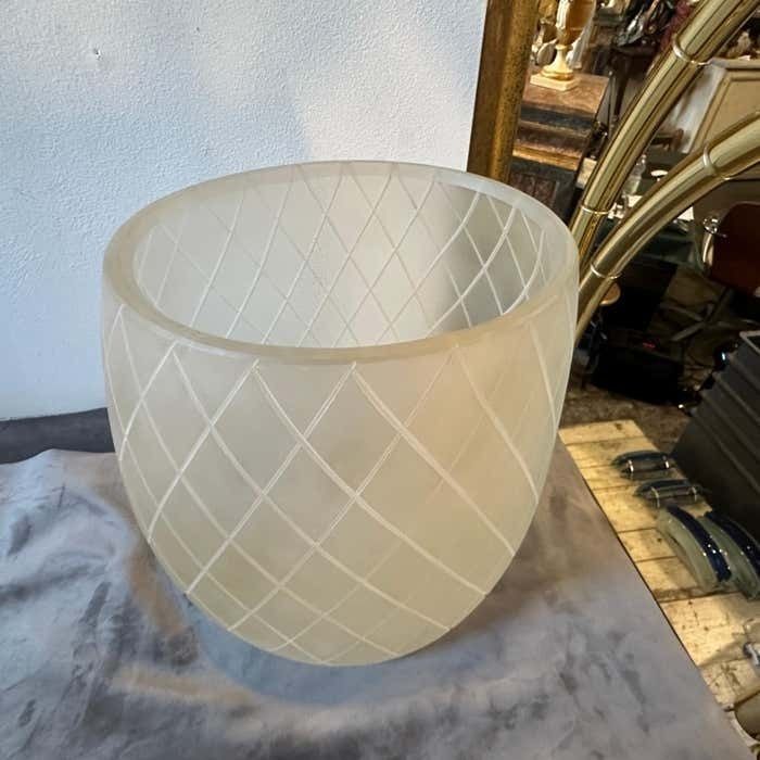 1950s Barovier Style Mid Century Modern Gold And Clear Murano Glass Vase photo for sale