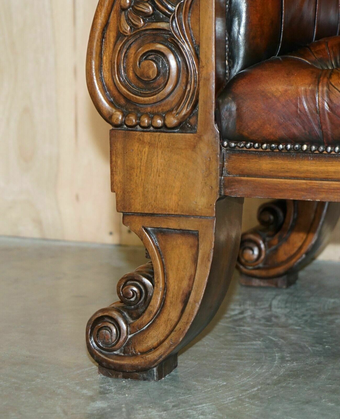 Huge Ornately Carved Antique Fully Restored Chesterfield King / Queens Armchair photo 4850.0