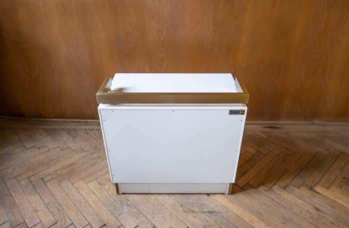 1800.0 Pair Of White And Gold Bedside Tables By Luciano Frigerio, Italy 1970 photo
