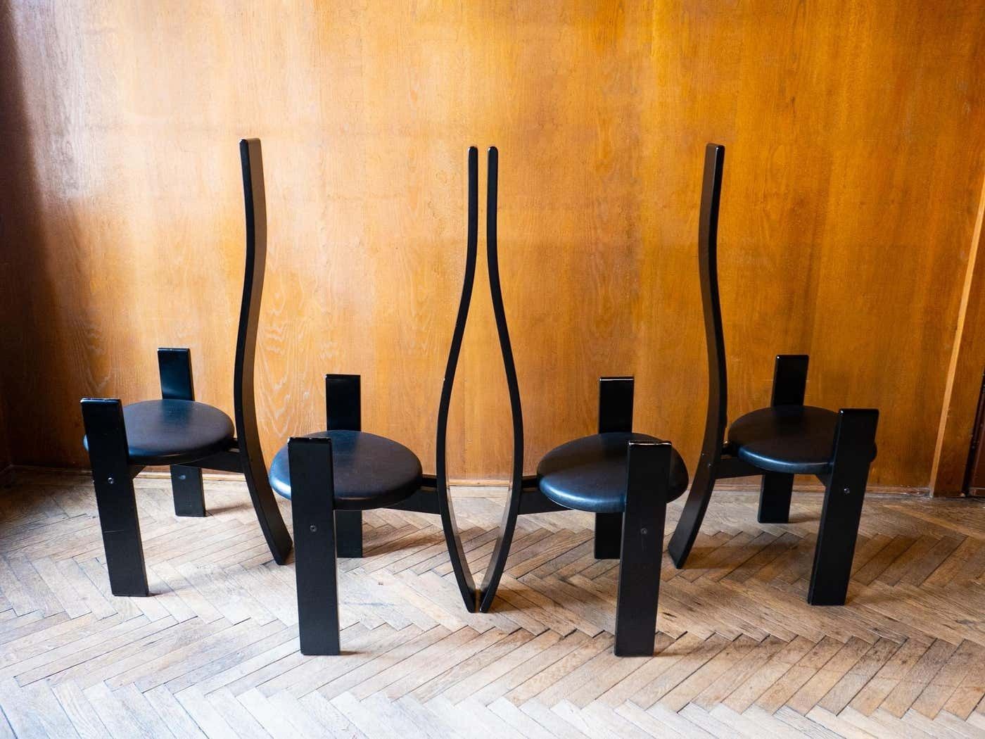 photo buy Mid Century Modern Wooden “Golem” Dining Room Chairs By Vico Magistretti, Italy 1969