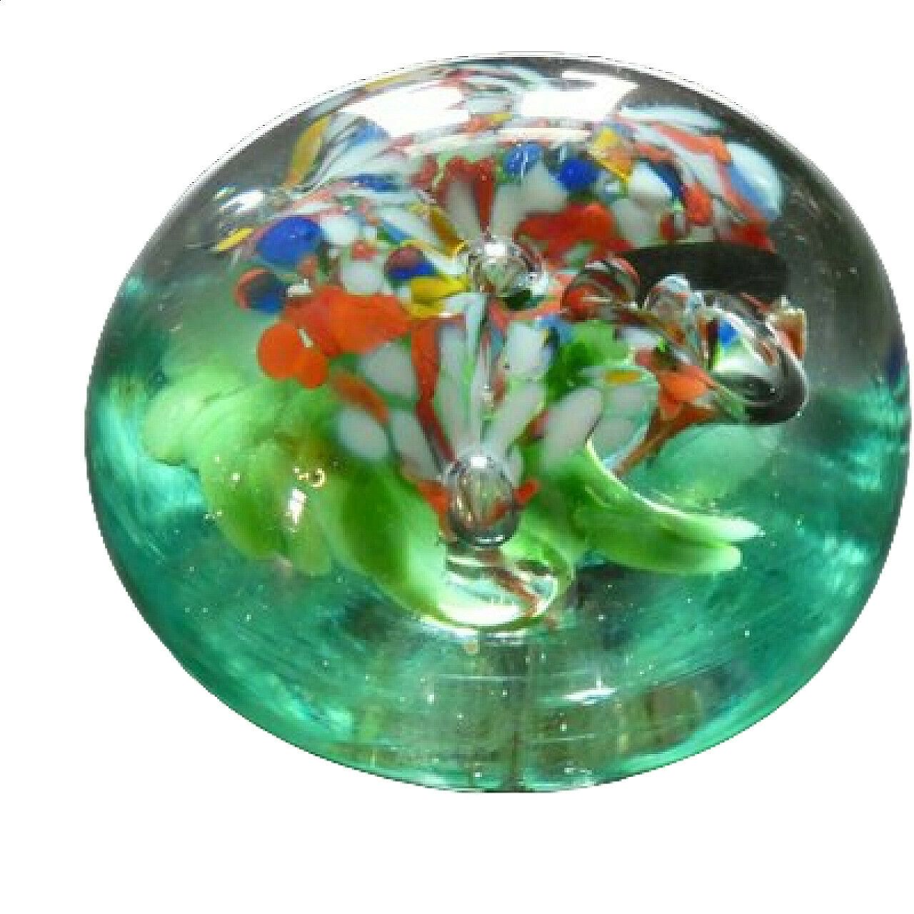 Murano Glass Floral Paperweight, 1950s
