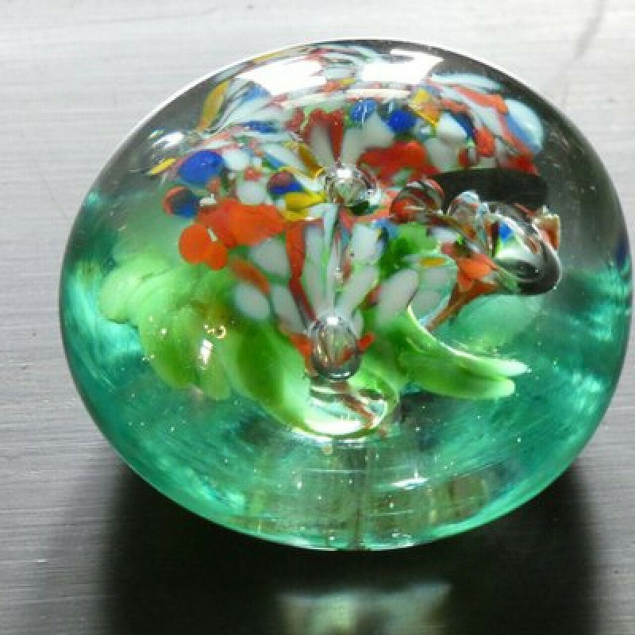 Murano Glass Floral Paperweight, 1950s photo furniture