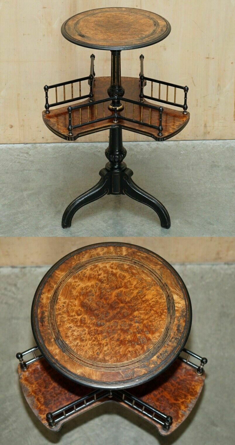 Antique Victorian Gillows Lancaster Aesthetic Movement Amboyna Wood Book Table