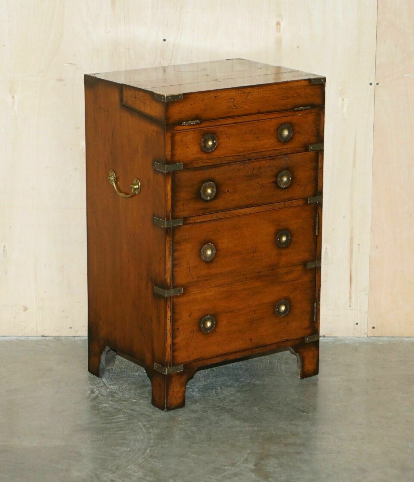 Fine Harrods London Kennedy Chest Of Drawers Brown Leather Writing Slope Desk photo furniture