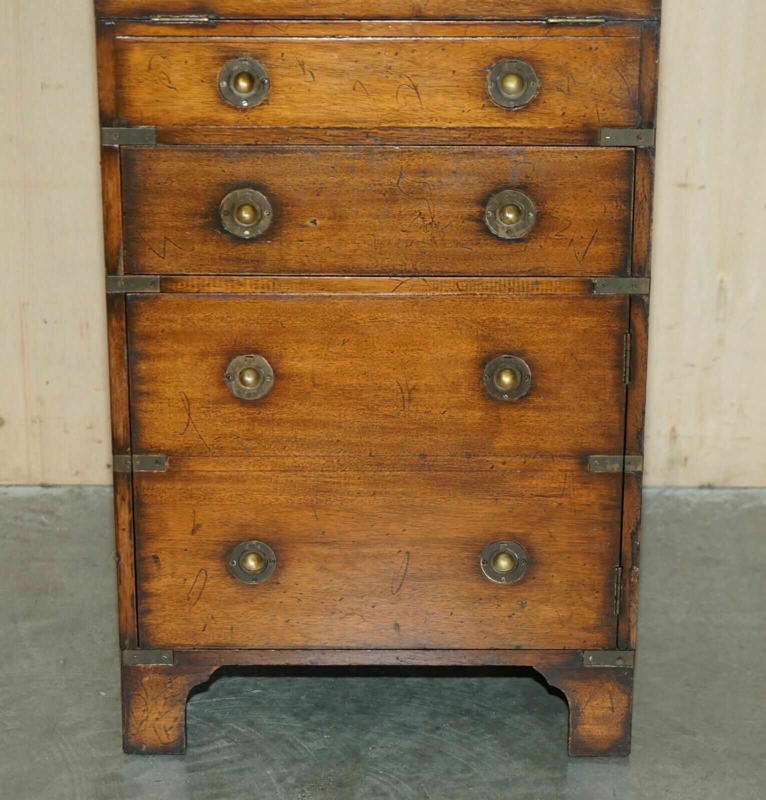 Fine Harrods London Kennedy Chest Of Drawers Brown Leather Writing Slope Desk photo 1550.0