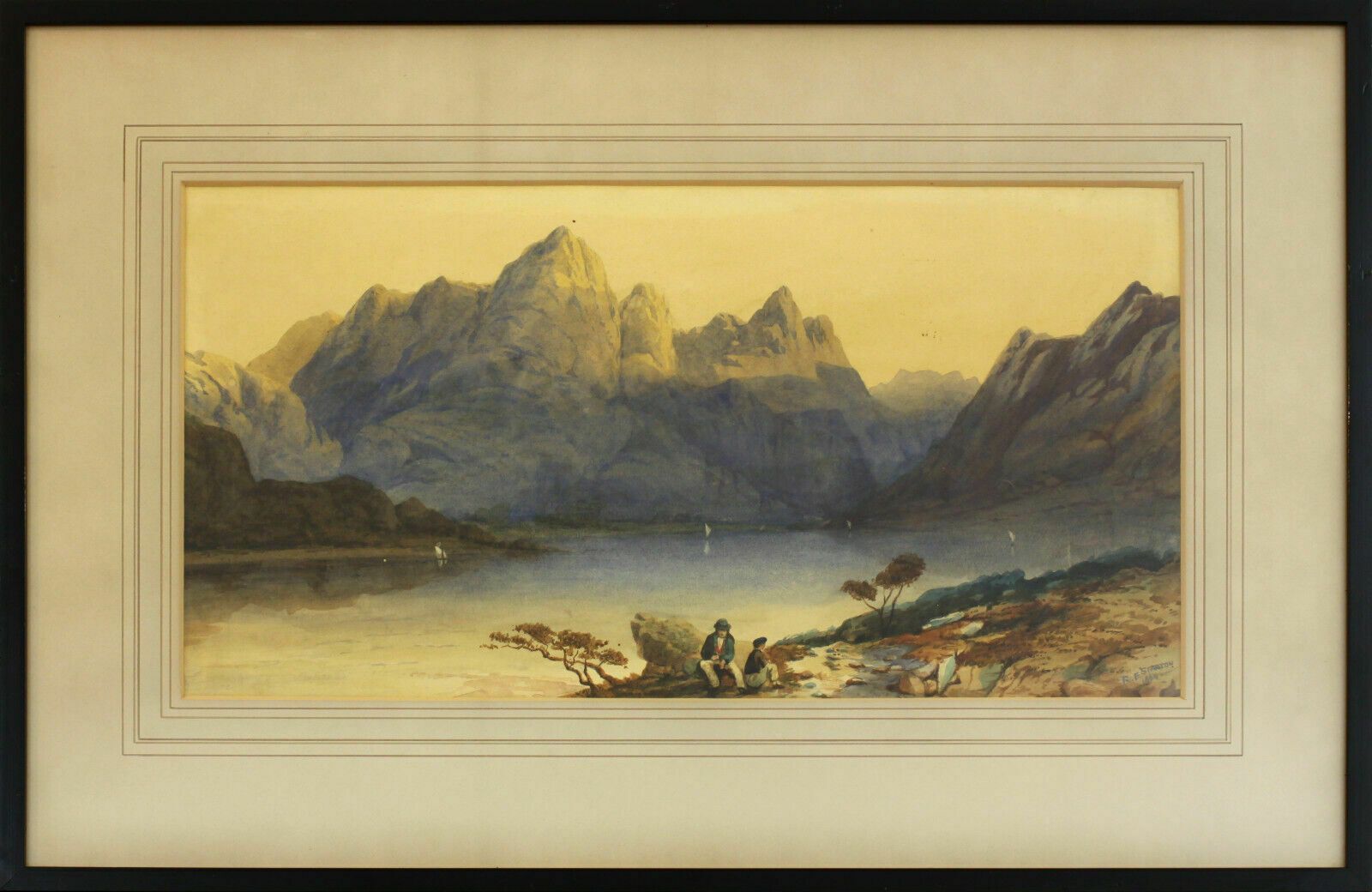 Watercolour By R E Stanton. Sailing Boats In The Lake District