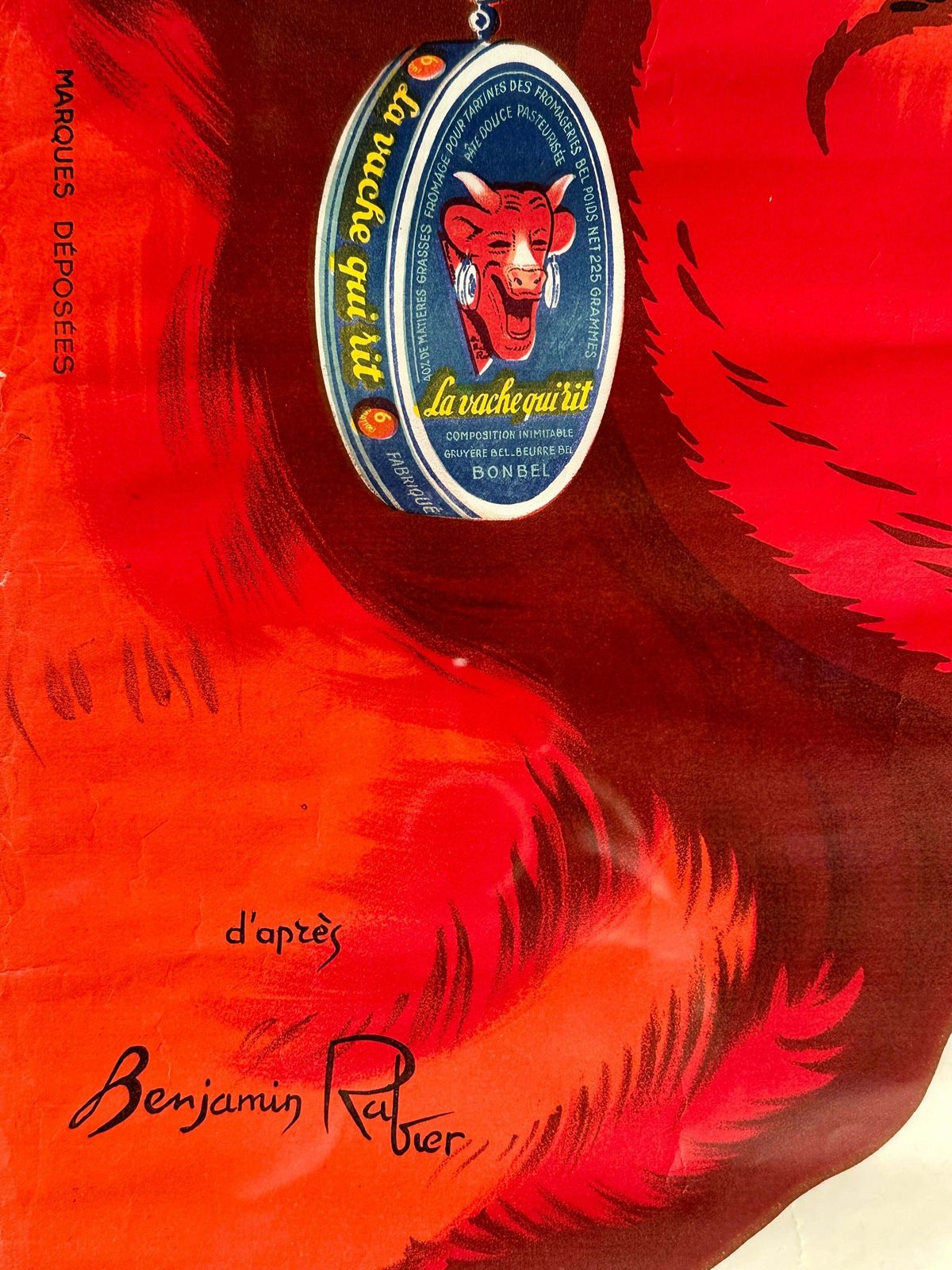 Fabulous Early Rare Original Antique French Lithograph “Laughing Cow” Advertising Poster/Art/Picture By Benjamin Rabier (1864 1939) photo Art
