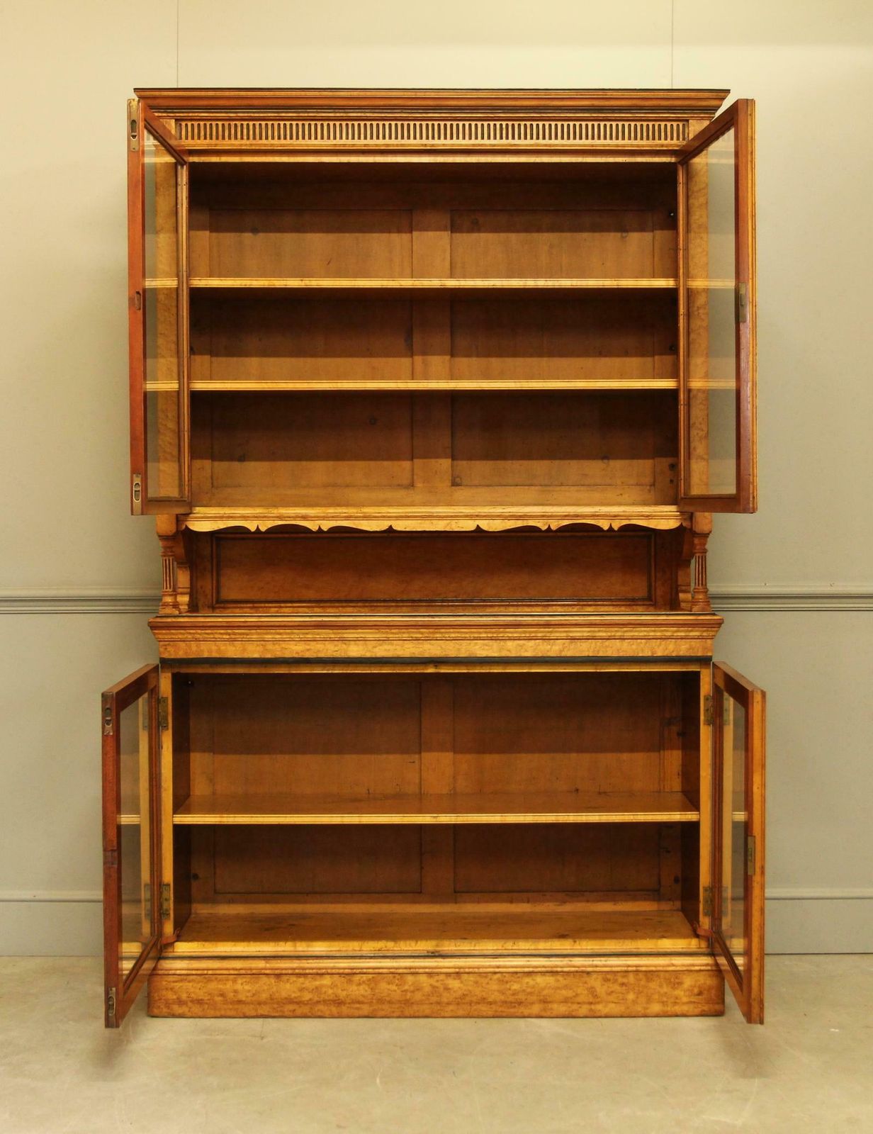 Victorian Bird's Eye Maple Display Bookcase photo Furniture