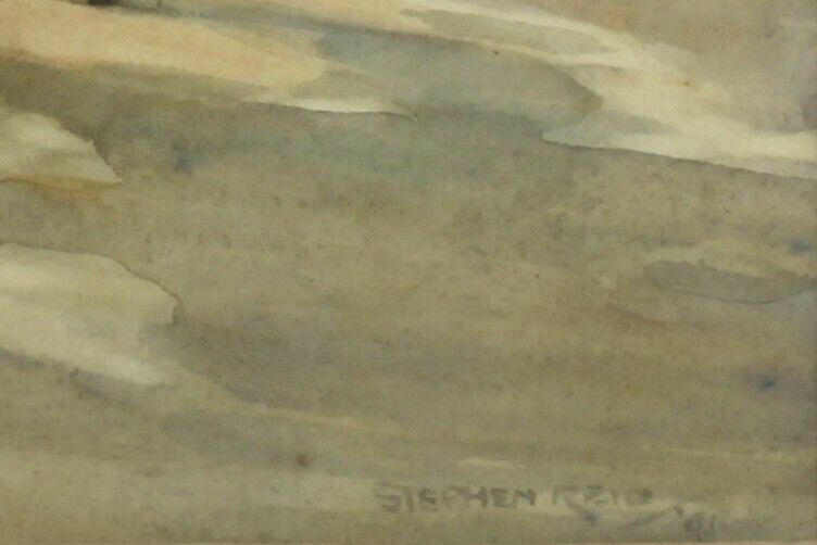 Watercolour By Stephen Reid. Horses Outside The Leather Bottle Pub photo for sale