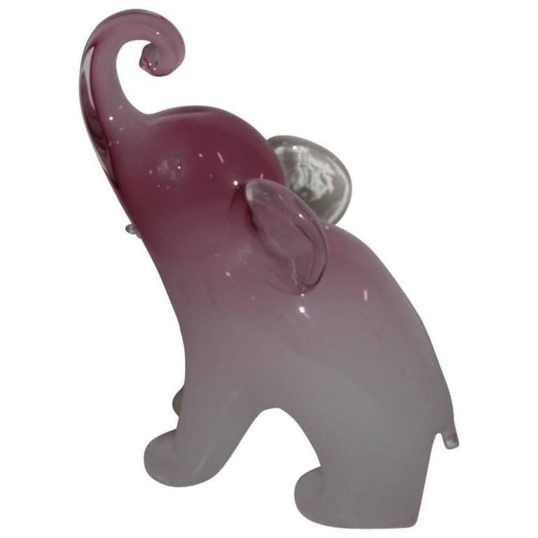 Seguso Sculpture Murano Glass Alabaster Elephant Murano Italian Design