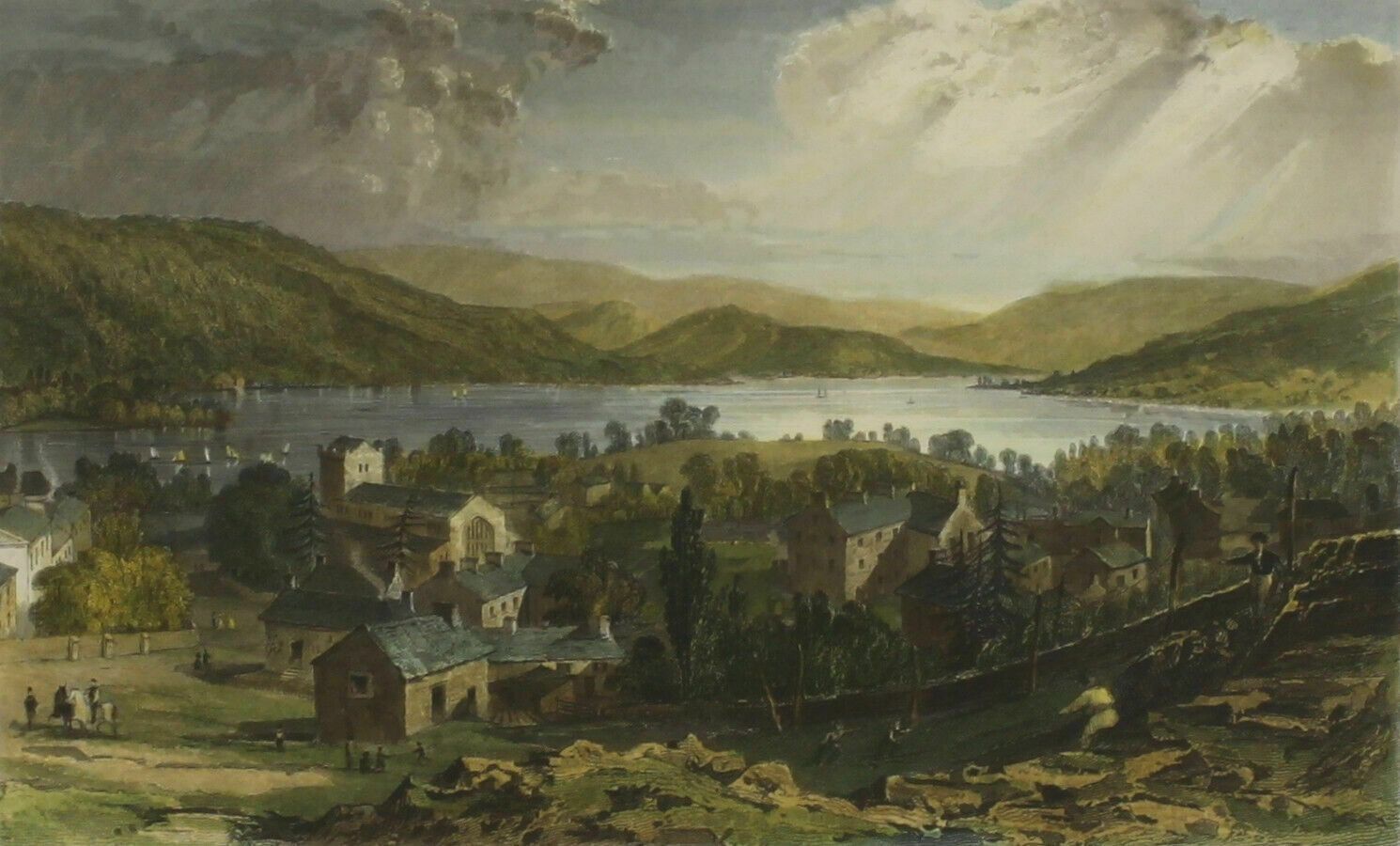 Engraving By William Le Petit After Thomas Allom. Bowness & Windemere Lake photo furniture