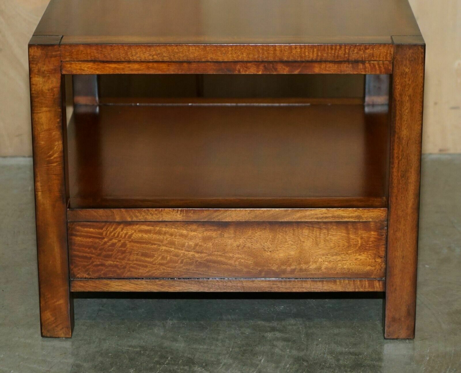 Stunning Pair Of Two Tier Military Campaign Side End Tables Large Single Drawers photo vintage
