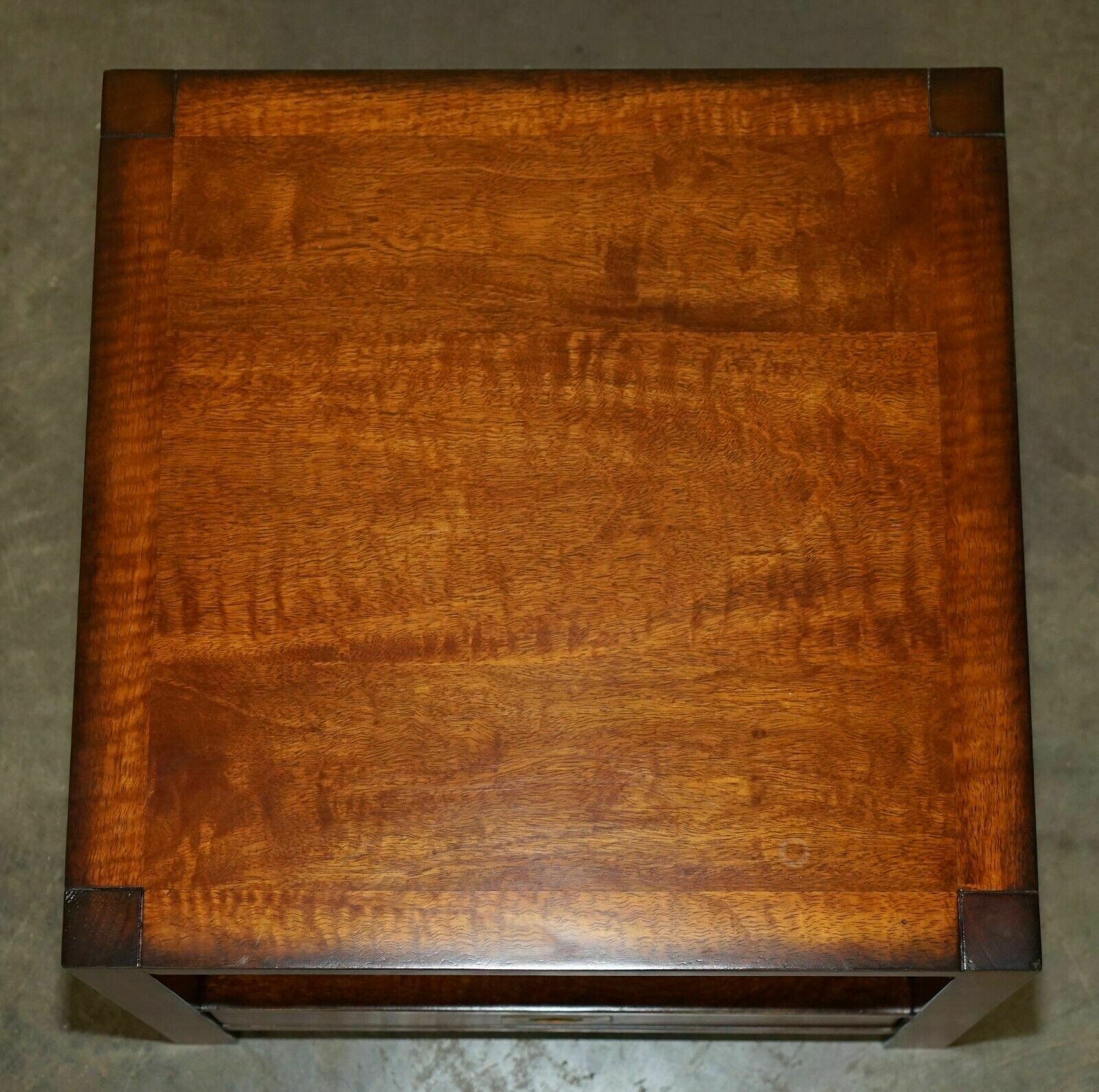 photo buy Stunning Pair Of Two Tier Military Campaign Side End Tables Large Single Drawers