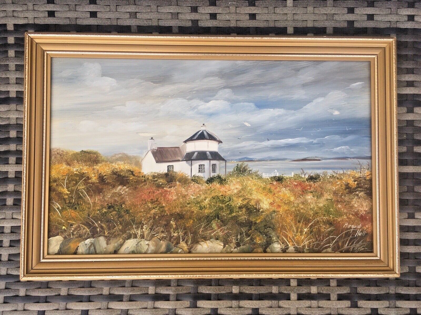 photo for sale Original Margaret Hall Framed Oil On Board Painting Toll House Penrhos Anglesey