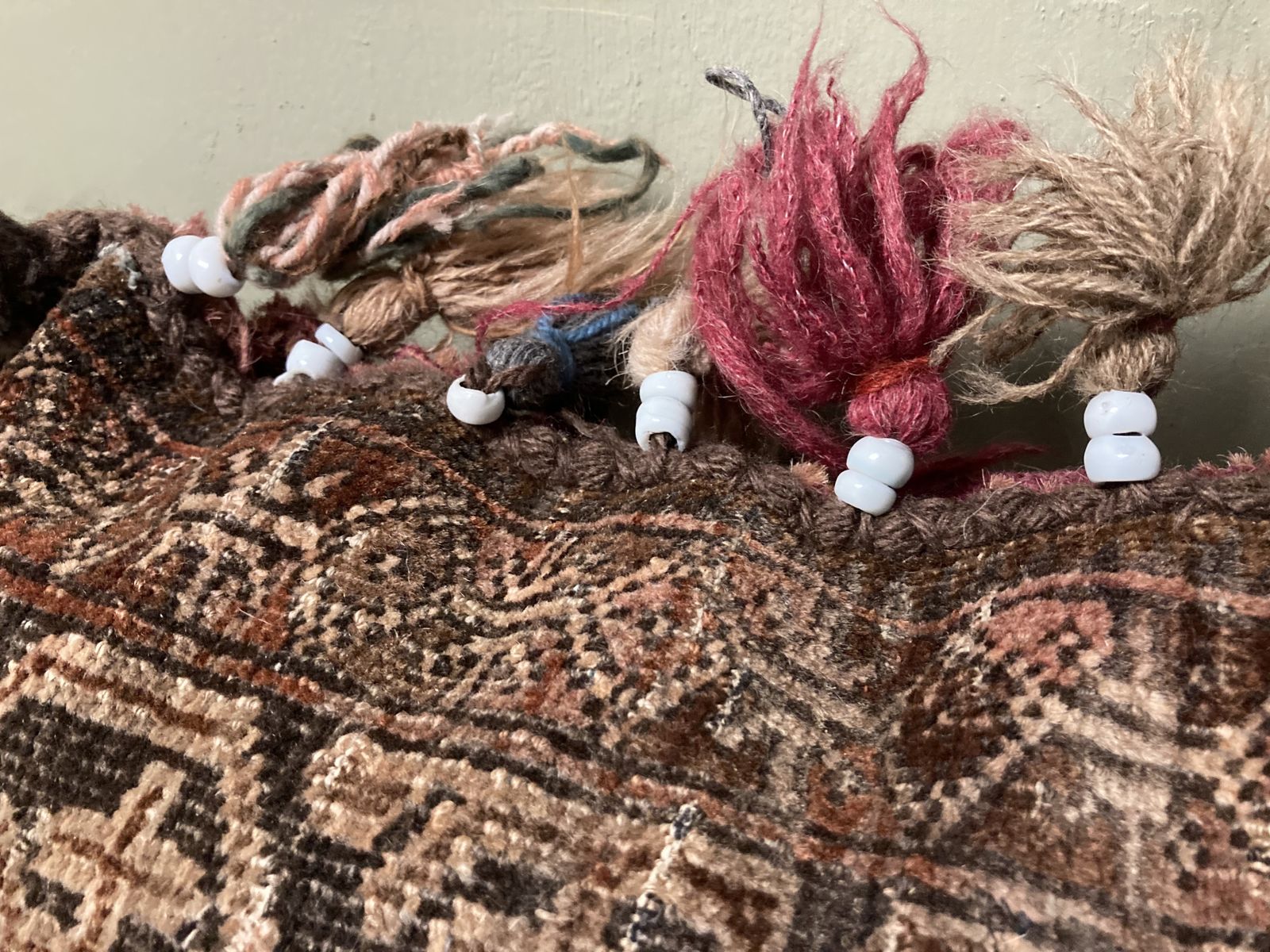 Large Antique Afghan Beluch Beaded Floor Cushion photo vinterior