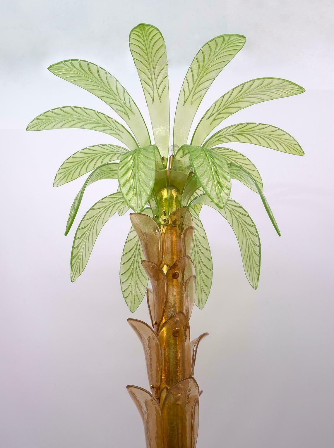 Murano Glass And Brass Palm Tree Floor Lamp, 1970s, Pair photo 10400.0