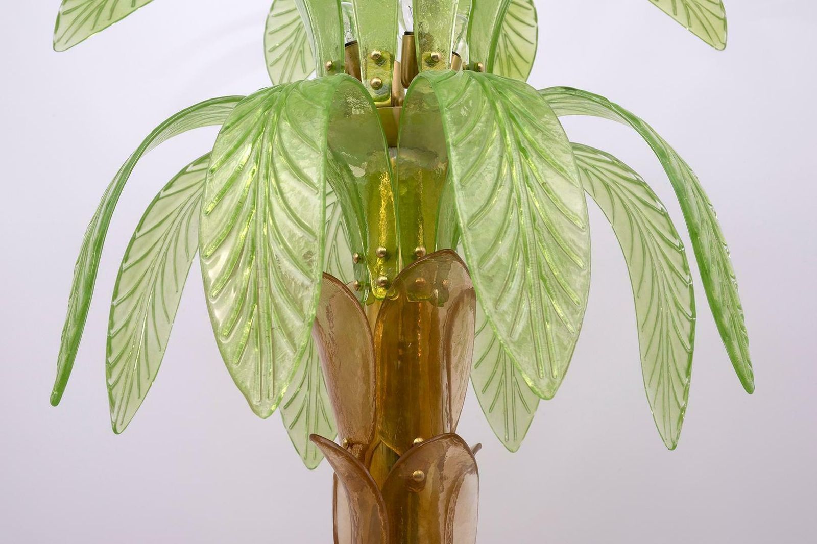 photo for sale Murano Glass And Brass Palm Tree Floor Lamp, 1970s, Pair