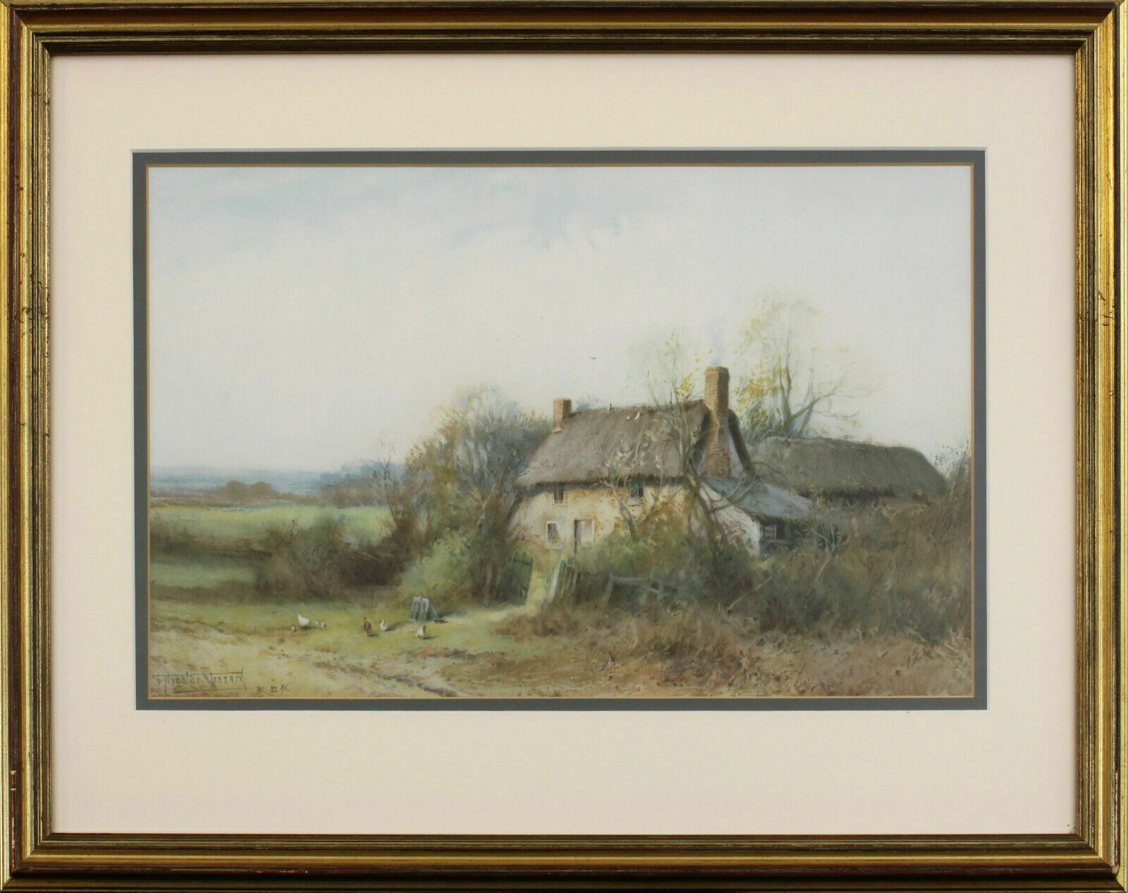 Print From A Watercolour By Sylvester Stannard. Farmhouse With Broken Gate
