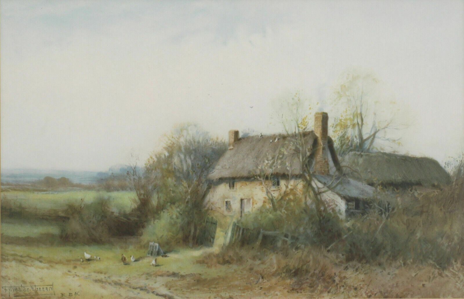 Print From A Watercolour By Sylvester Stannard. Farmhouse With Broken Gate photo furniture