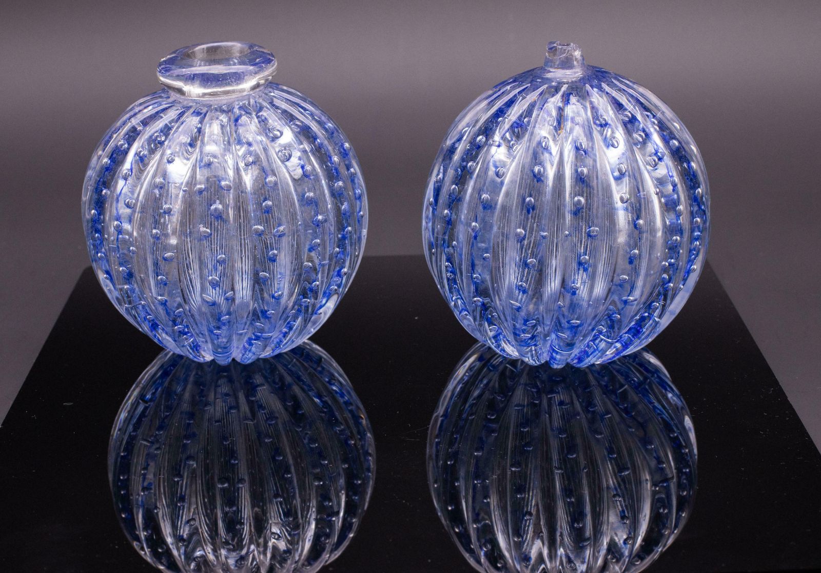 Set Of 2 Bubbles Blu Vase By Barovier E Toso, 1950s photo Home Decor