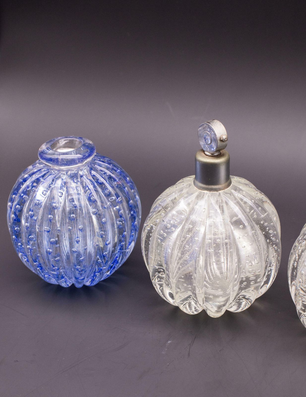 Home Decor Set Of 2 Bubbles Blu Vase By Barovier E Toso, 1950s photo