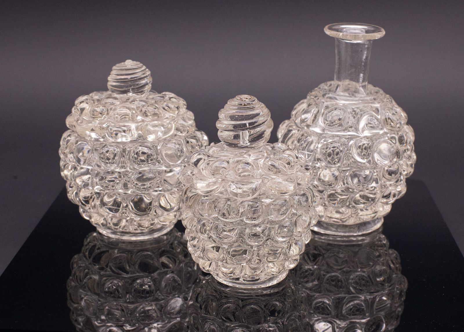 photo vinterior Set Of 3 Series Lenti Vase Barovier & Toso Italy, Murano Glass, 1940s