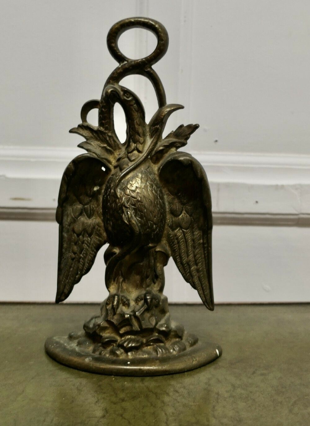 19th Century Eagle & Serpent Brass Door Stop