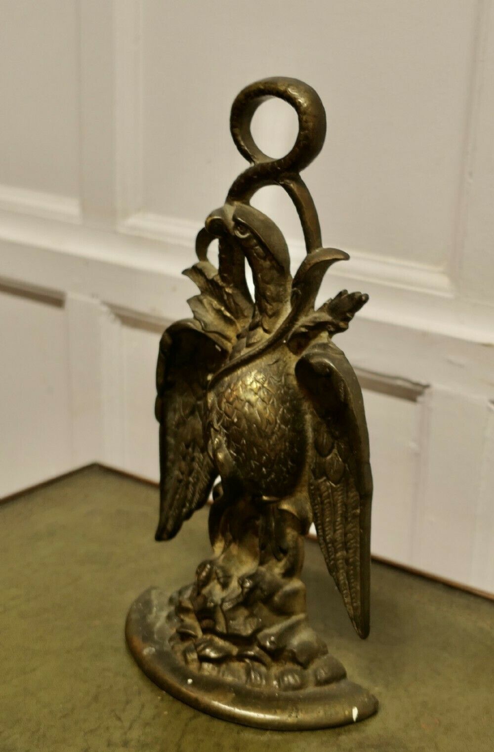 19th Century Eagle & Serpent Brass Door Stop photo vinterior