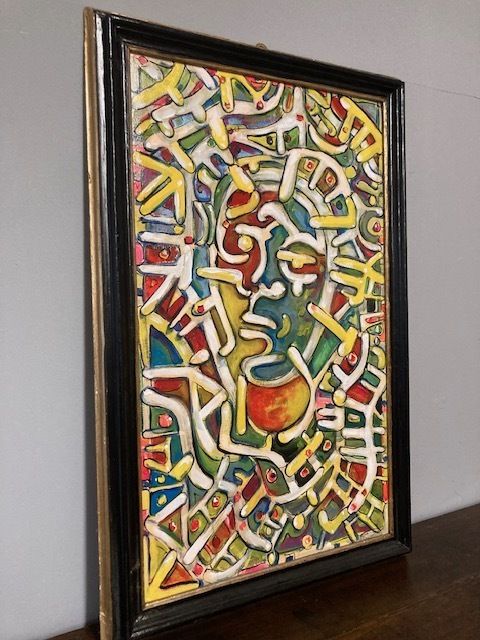 Contemporary Art Painting On Canvas Made With Acrylic Enamels. photo for sale