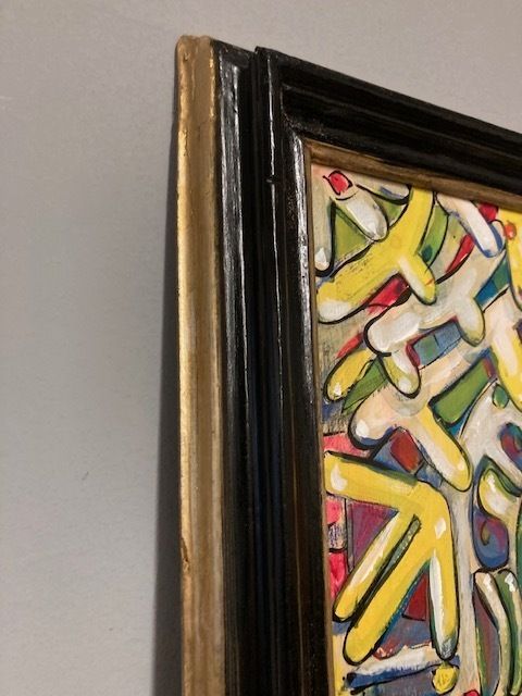 Contemporary Art Painting On Canvas Made With Acrylic Enamels. photo Art