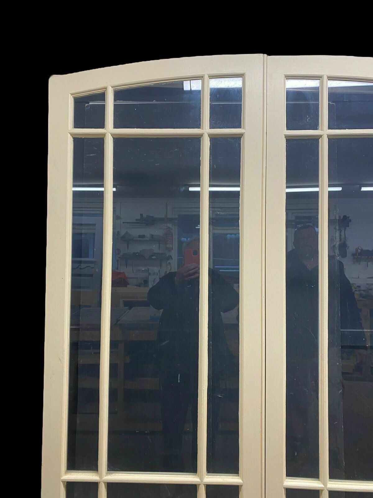 Victorian French Doors Old Antique Period Reclaimed Pine Wooden Clear Glass photo Home Fixtures