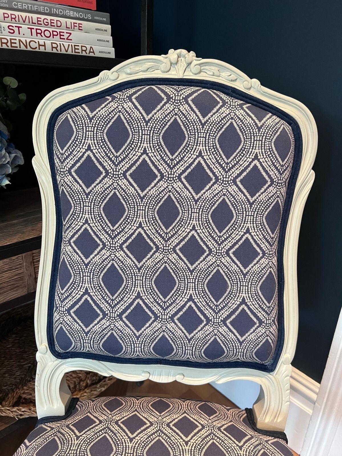 Carved Wood And Upholstery Dining Chair photo vintage