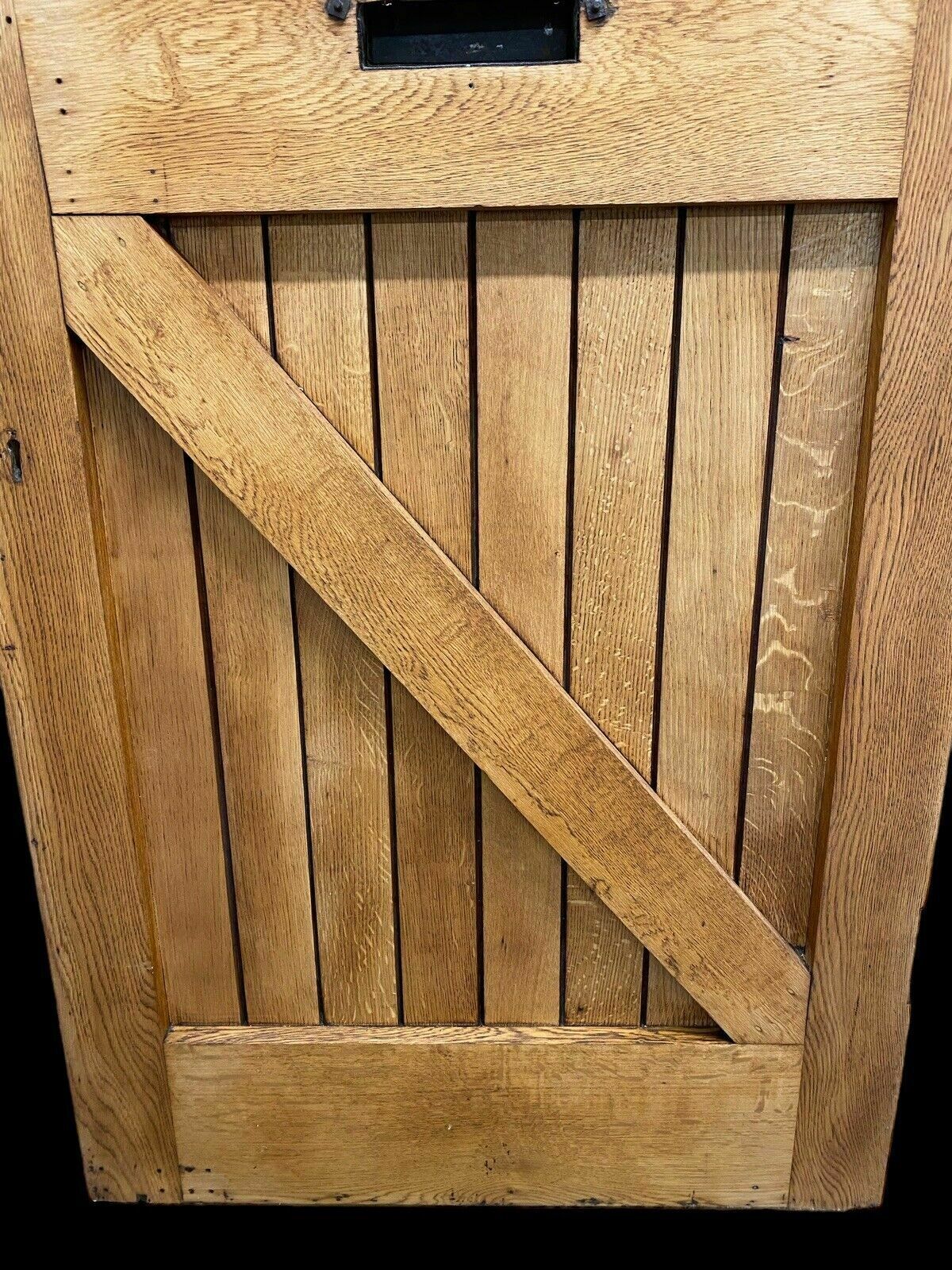 photo buy Solid Oak Front Door Stained Glass Old Period Antique Reclaimed Wood Cast Iron