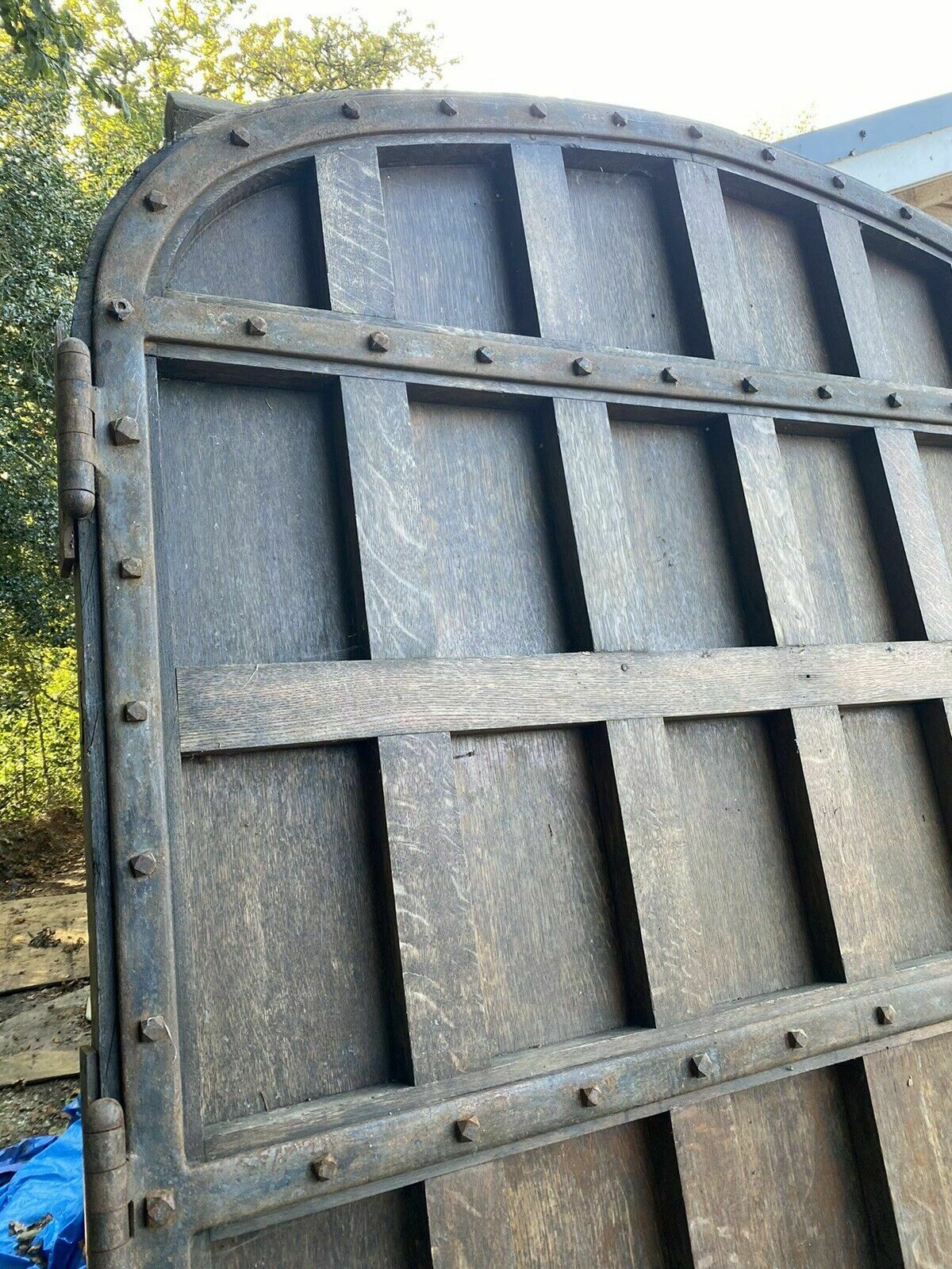 photo vinterior Solid Oak Castle Manor Door Arched Old Period Wood Antique Reclaimed Iron Rare