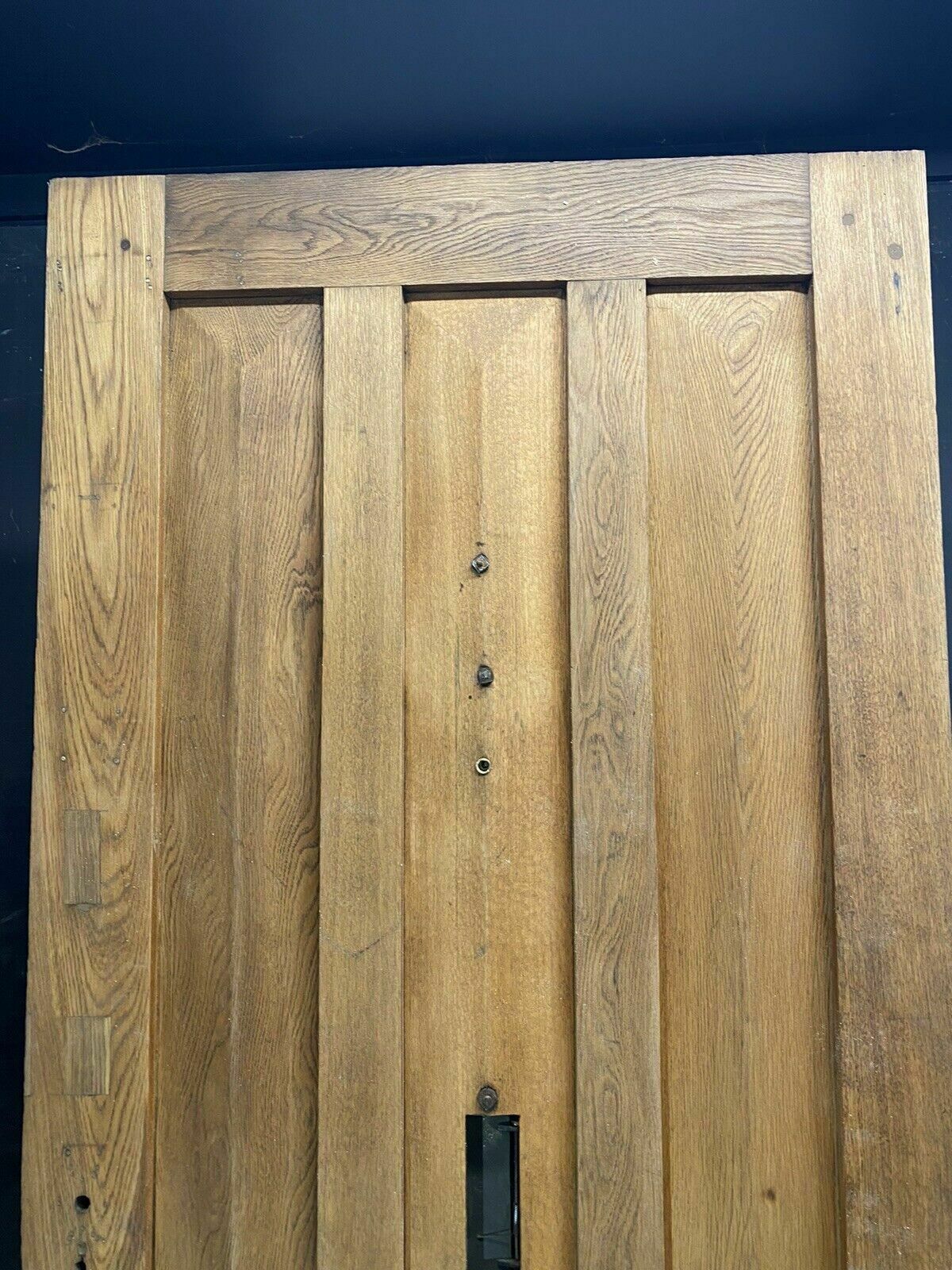 photo furniture Solid Oak Front Door Old Period Antique Reclaimed Bronze Knocker Letterbox Wood