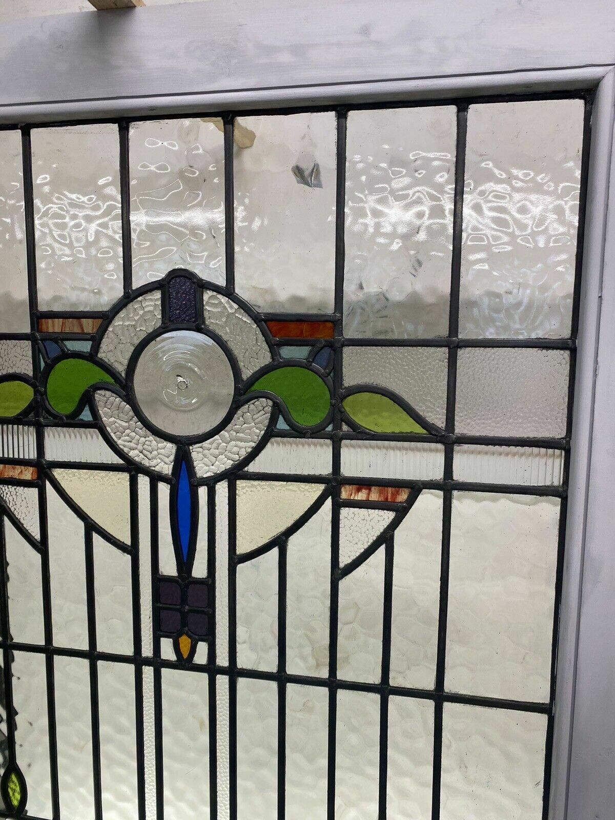 photo furniture X Large Stained Glass Window Art Nouveau Antique Period Lead Old Reclaimed Wood