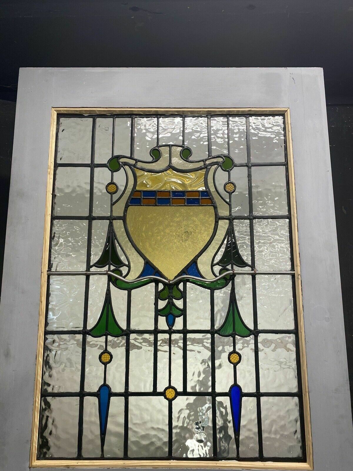photo furniture 20s 30s Stained Glass Front Door Period Old Reclaimed Antique Lead Wood Refurb