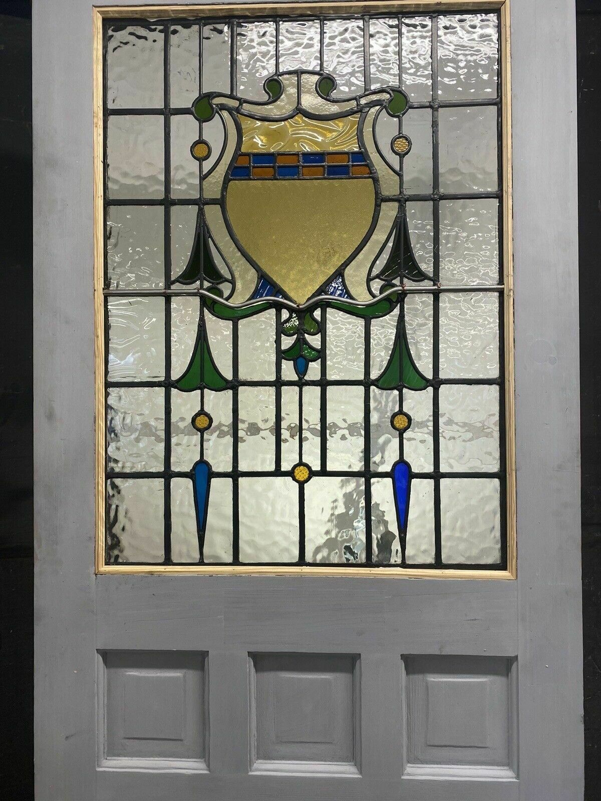 photo for sale 20s 30s Stained Glass Front Door Period Old Reclaimed Antique Lead Wood Refurb