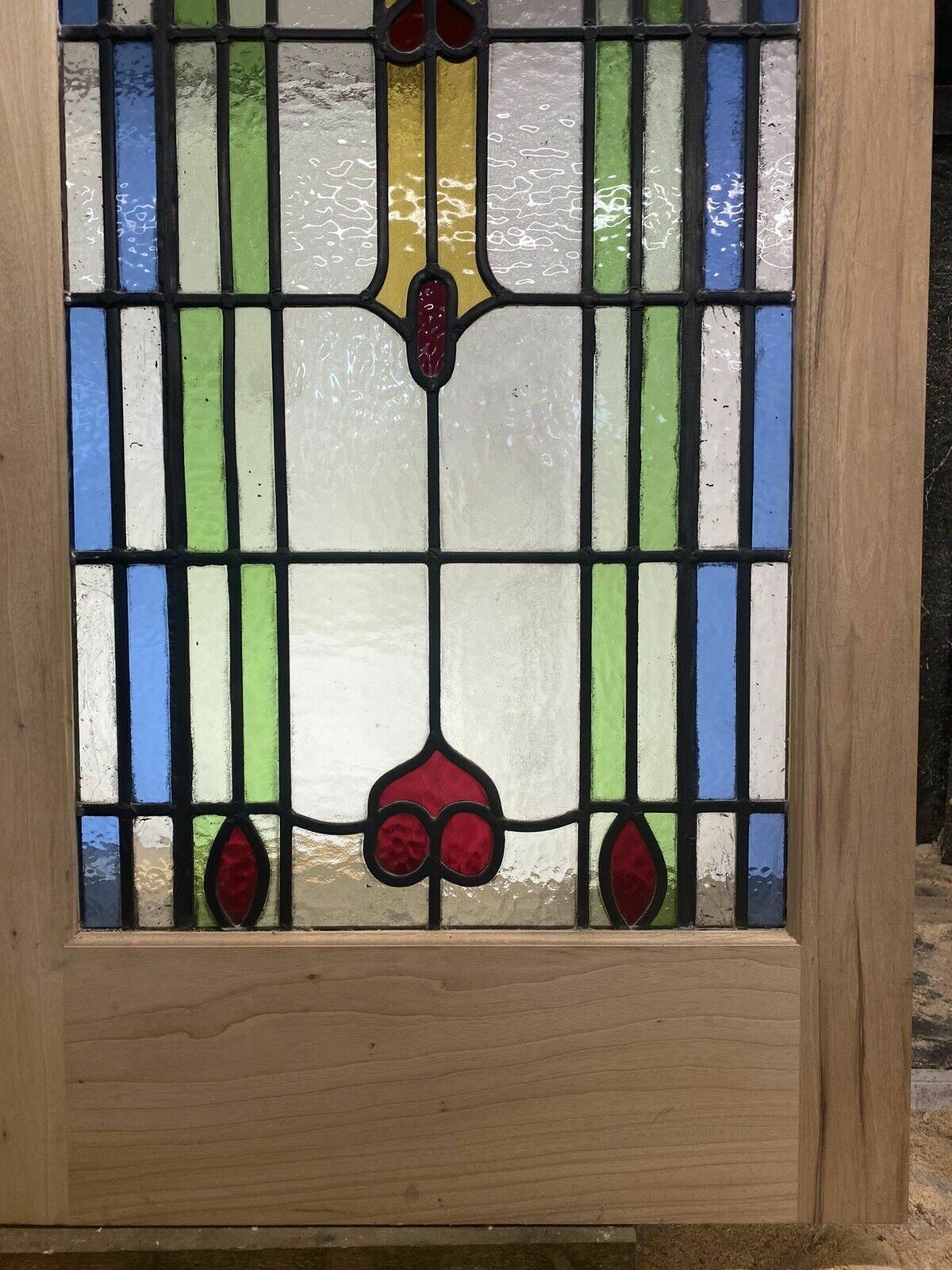 Art Deco Stained Glass French Doors Antique Period Reclaimed Old 20s 30s Leaded photo vintage