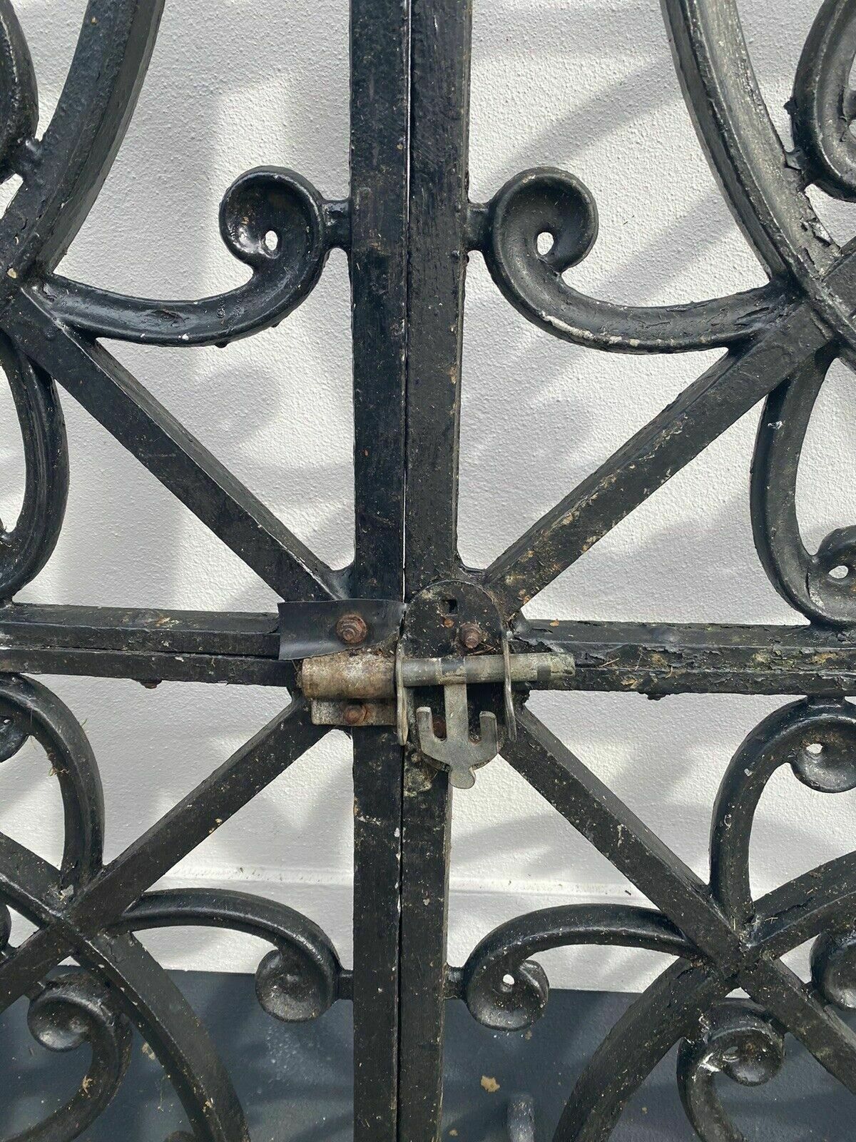 Cast Metal Gates Pair Reclaimed Period Antique Complete Hinges Frame Bolt photo vintage