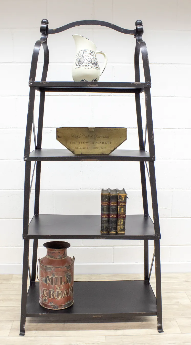 Black Industrial Style Shabby Chic Metal Freestanding Shelf Unit