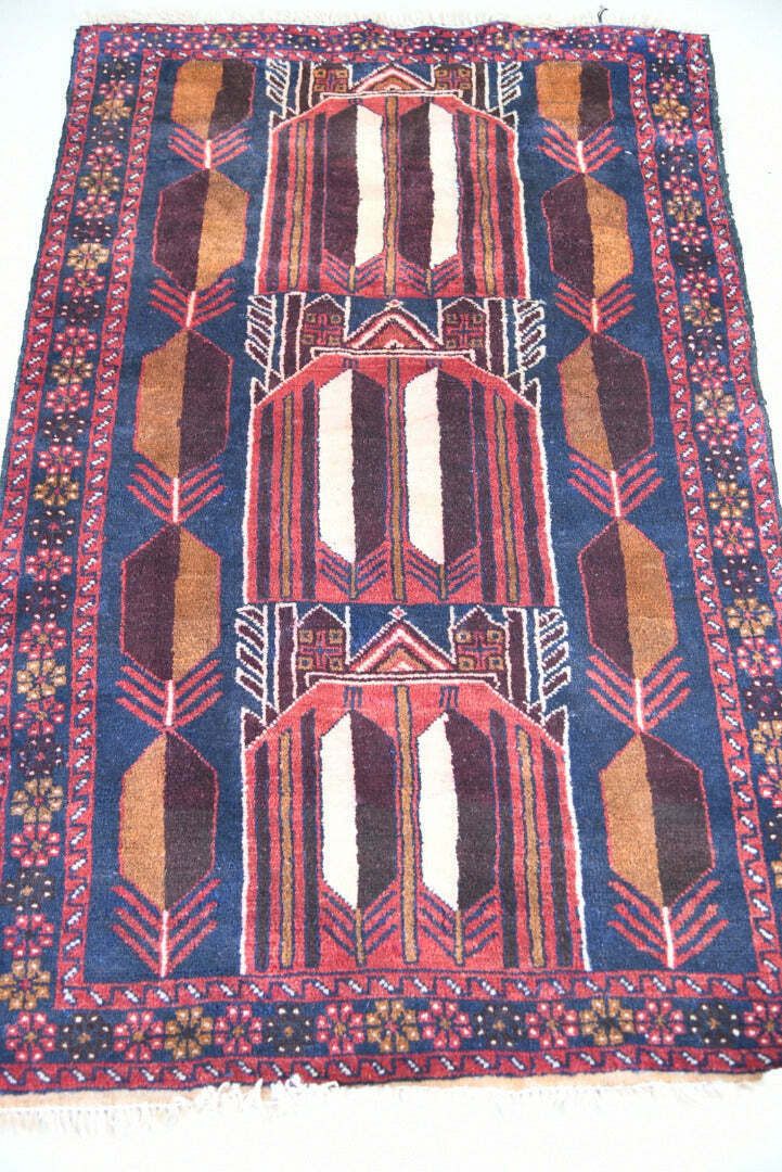 Geometric Wool Rug, Early 20th Century photo Textiles