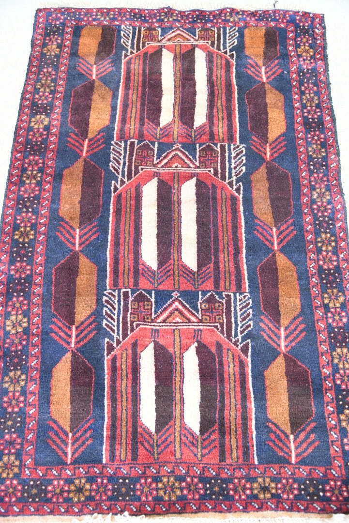 Geometric Wool Rug, Early 20th Century photo vintage