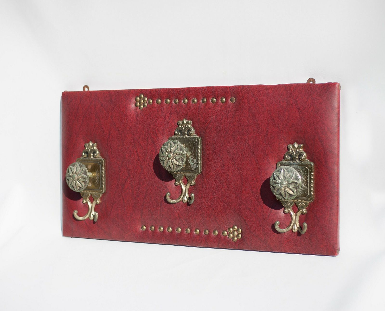 Vintage Skai Coat Rack, Coat Rack, Vestiary, Skai Red, Crochet, Brass Patère, Dressing, Wall Coat Rack, Hooks, Home Decor photo furniture