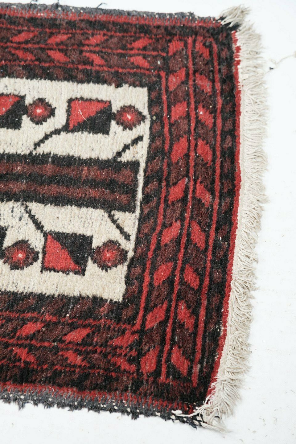 Carpet In Red And White Colours, From 1960s. photo for sale