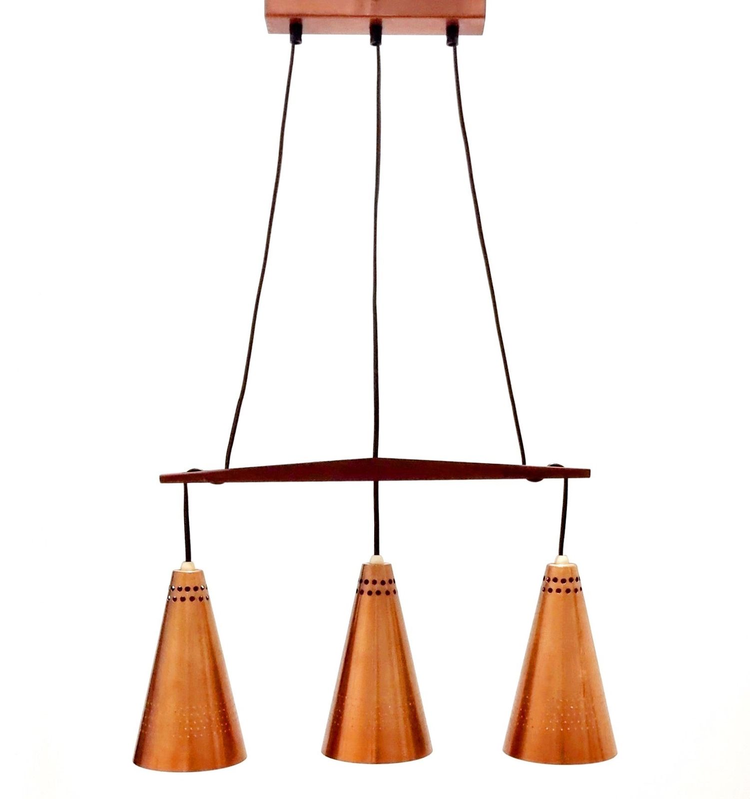 Mid Century Scandinavian Copper & Teak Pendant By Hans Agne Jakobsson, 1950s